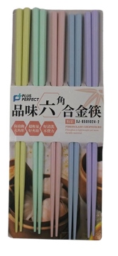 PERFECT品味六角合金筷5入粉色(24CM)/SJ-6501024-2
