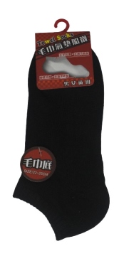5510(黑)素面毛巾氣墊船襪